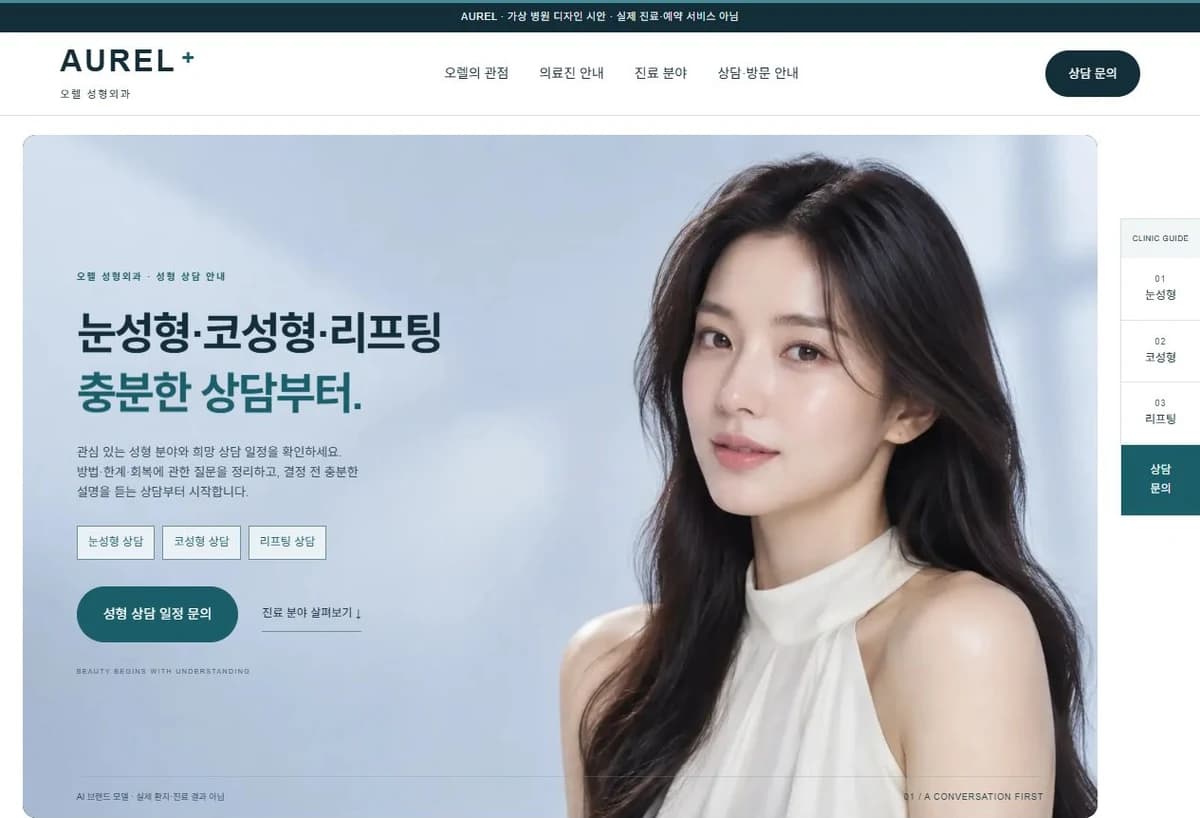 AUREL PC 홈페이지 제작 화면