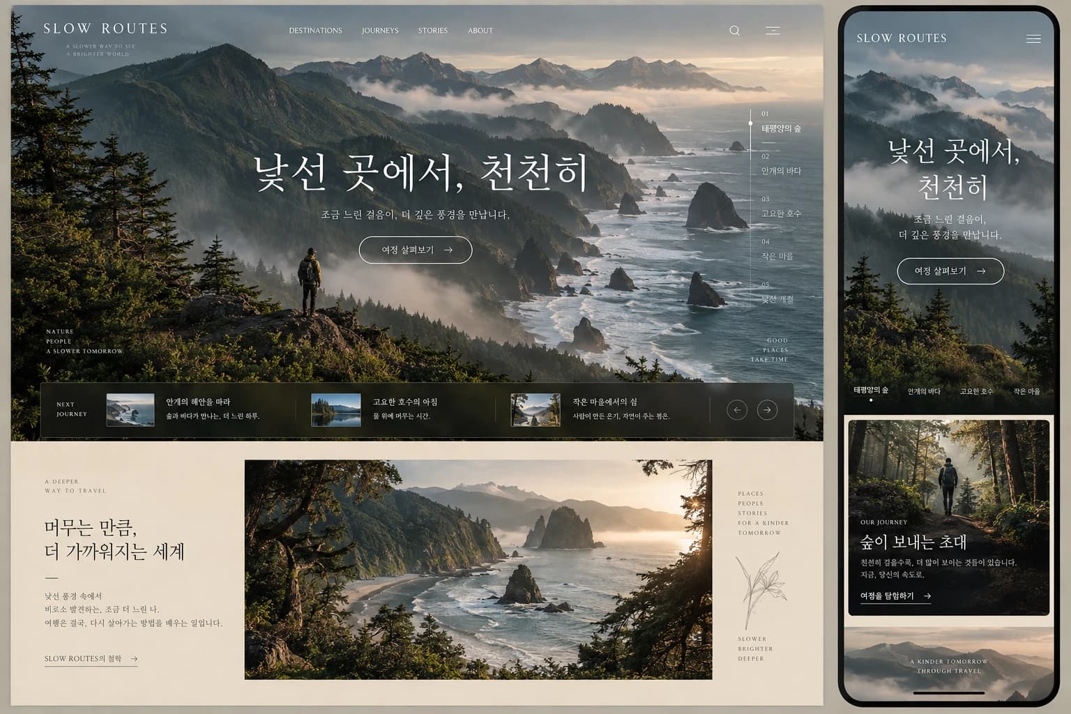 여행사 홈페이지 제작 PC·모바일 디자인 콘셉트